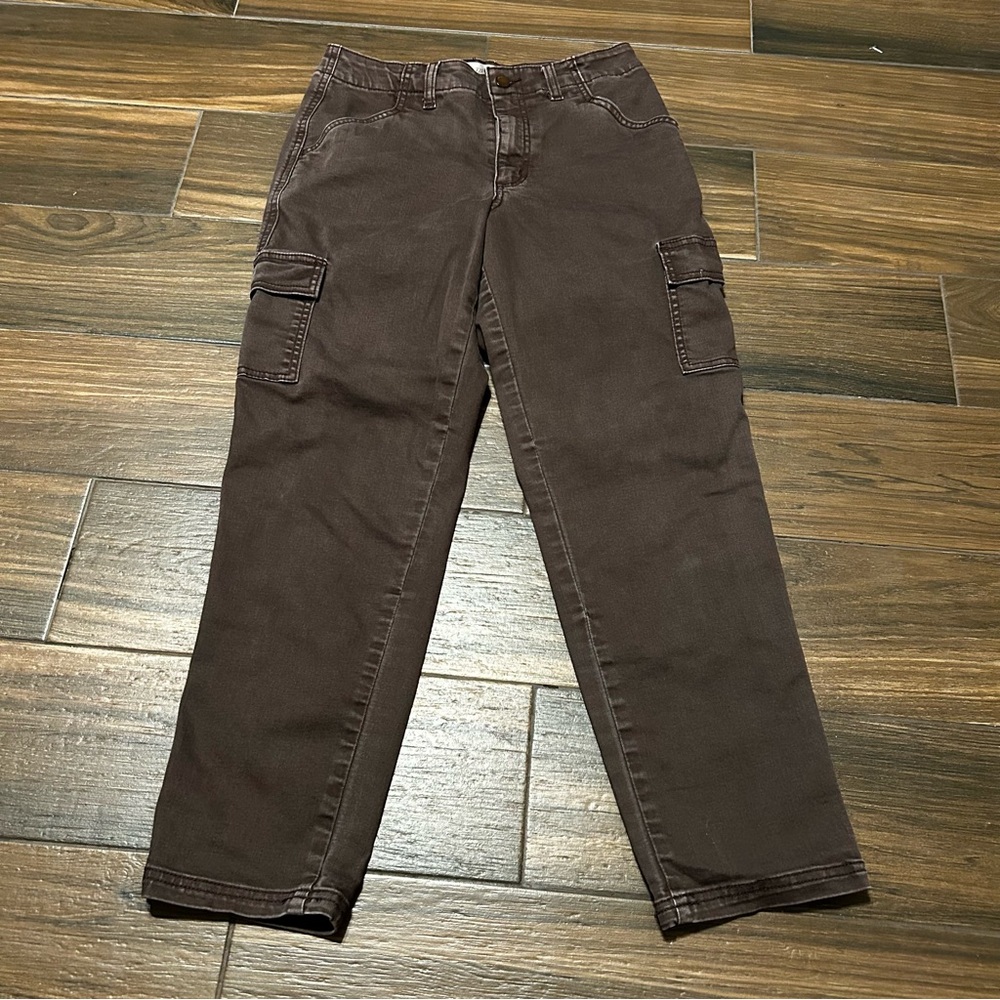 Universal Thread Boyfriend Cargo Jeans Distressed Brown‎ Size 4 27 Regular
